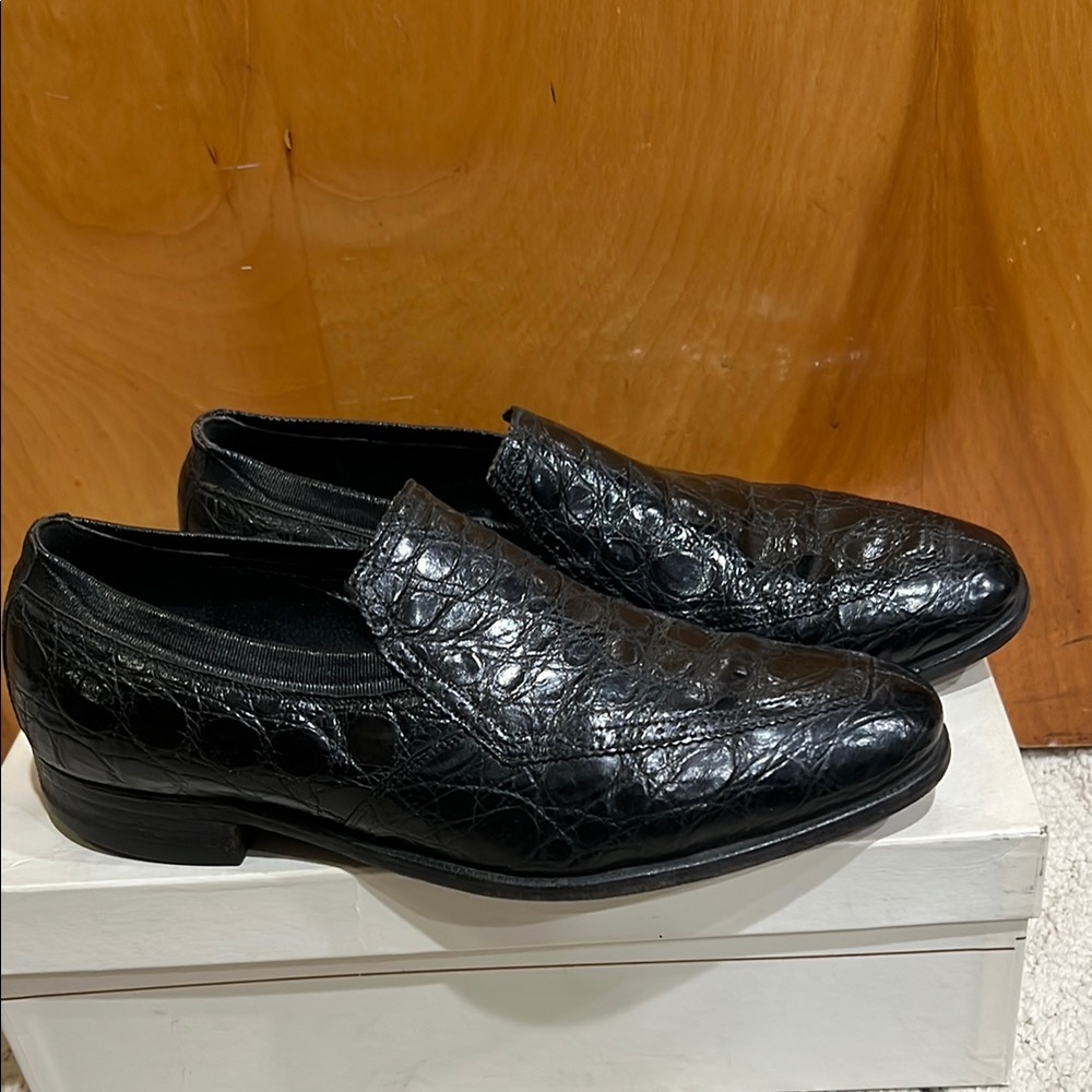 Sandro Moscoloni Black Leather Loafers Slip-Ons